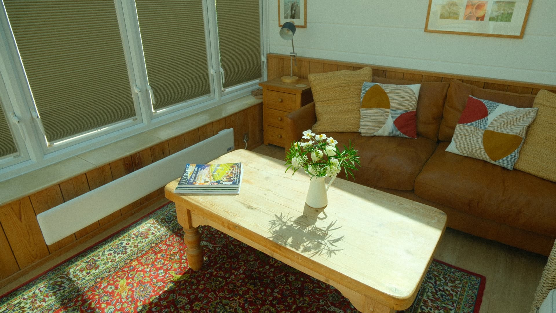 Sunlight across the garden room seating